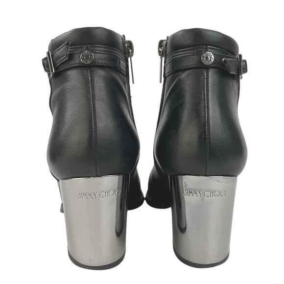 Jimmy Choo Method 65 Women's Black Leather Zipper Buckle Ankle Boots Size 5.5 - Picture 3 of 7